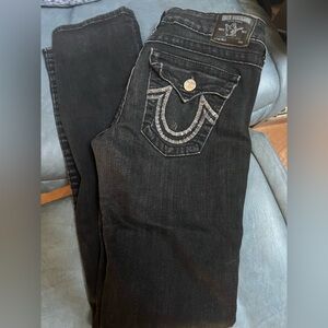 True Religion Women's Billy Bootcut Jeans Low Rise Stretch Black Sz 30 Y2K USA